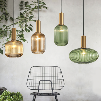 Lámpara colgante de cristal vibrante | Diseño de inspiración nórdica con pantallas tintadas | Iluminación ambiental suave para cocinas y salas de estar