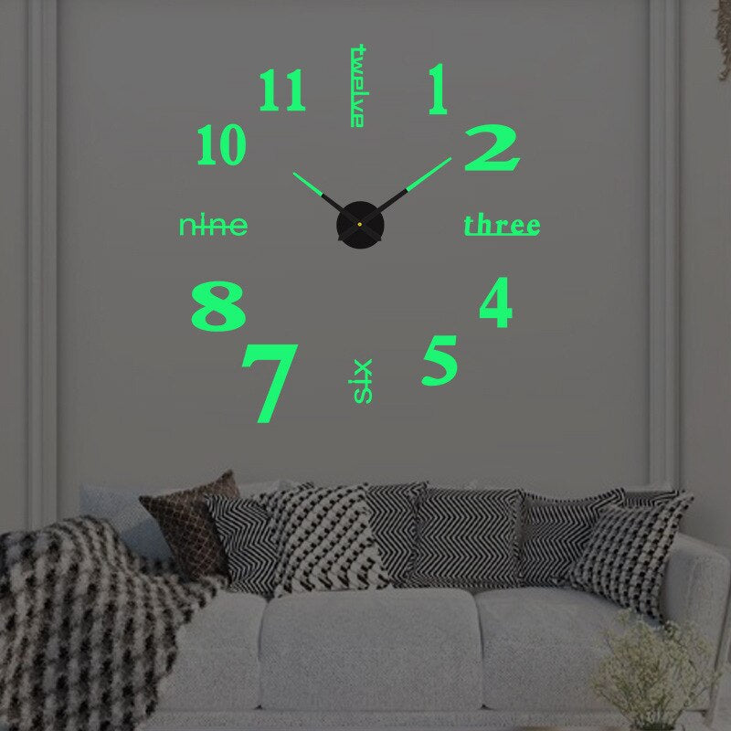 Oversized Decorative Timepiece with Dimensional Numbers for Entryway Kitchen Bedroom 16-Inch Round Silent Quartz Movement Battery-Operated C