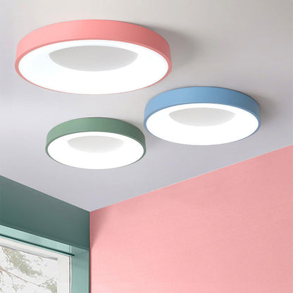 Round LED Overhead Fixture for Bedroom & Hallway – Ultra-Slim Iron & Acrylic Disc – Dimmable Options for Living Room & Entryway