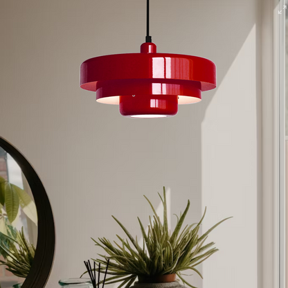 Round Metal Pendant Light 14-Inch Industrial Farmhouse Ceiling Fixture for Kitchen Island Dining Room Bedroom E26 Socket Green Orange