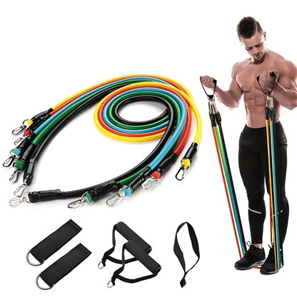 Versatile Resistance Bands Set | 11-Piece Exercise Bands with Adjustable Levels | Portable Solution for Full Body Workouts