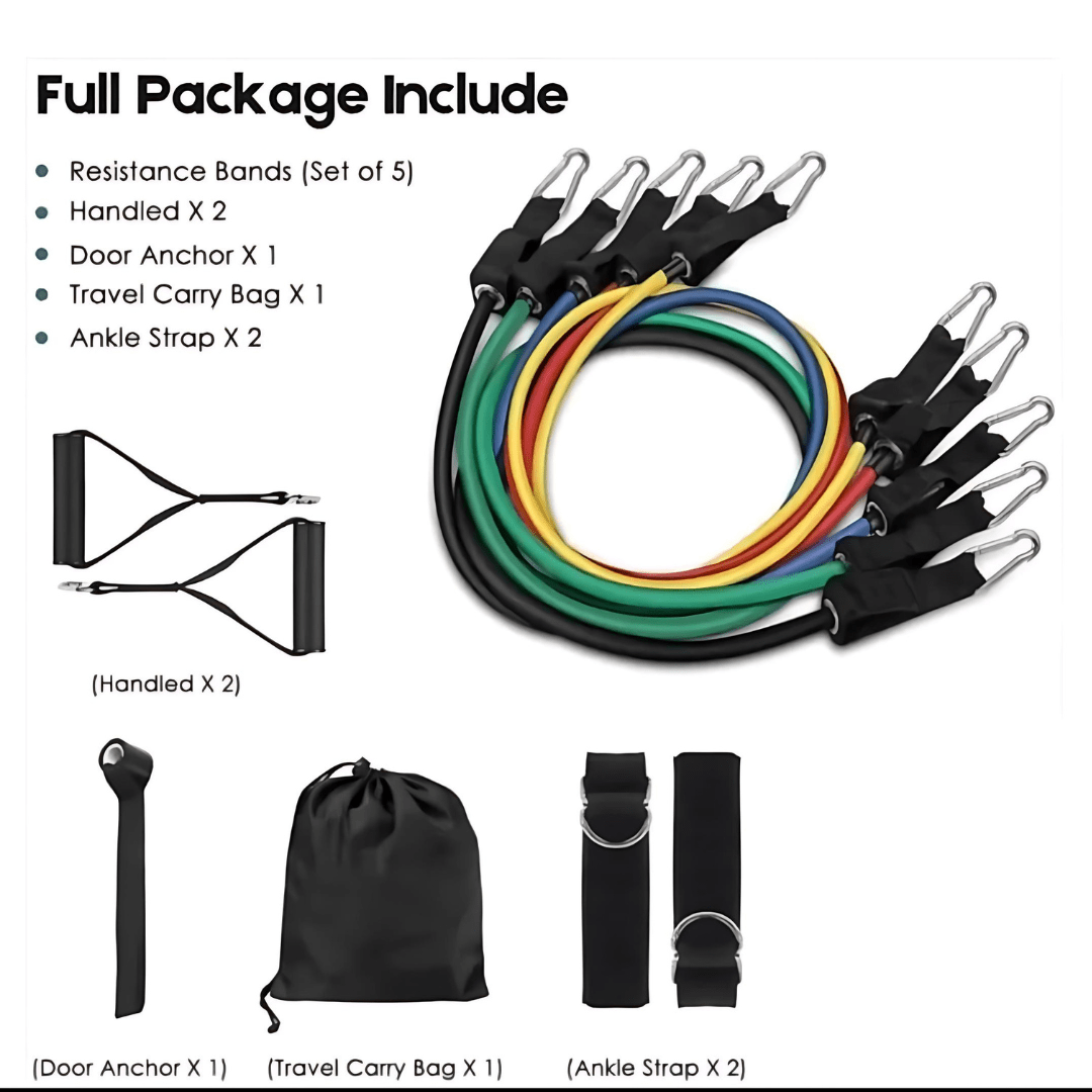 Resistance Bands Set with Handles and Ankle Straps, 11 Piece Exercise Bands and Workout Bands, Home Gym Equipment