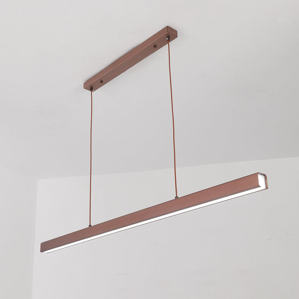 Linear LED Ceiling Light 59 in Metal Acrylic Fixture for Kitchen Island & Dining Room Adjustable Hanging Lamp Modern Black Brown