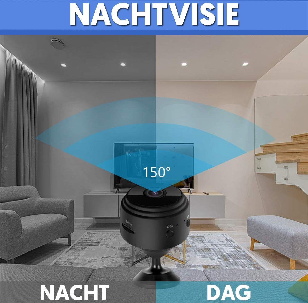 Compact Wireless Security Camera HD 1080P with Night Vision for Home and Office Monitoring
