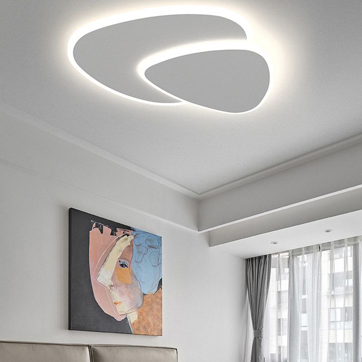 Lámpara de techo LED triangular moderna, montaje empotrado blanco para dormitorio, sala de estar y pasillo, regulable, 3 temperaturas de color, 16-20 pulgadas