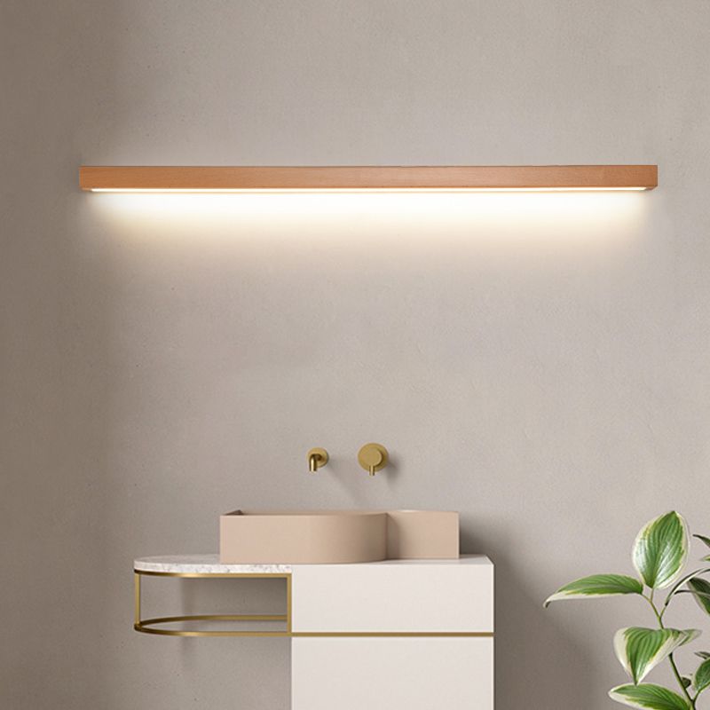 Aplique de pared LED rectangular de madera con pantalla de acrílico para dormitorio y sala de estar | Luz de espejo minimalista moderna