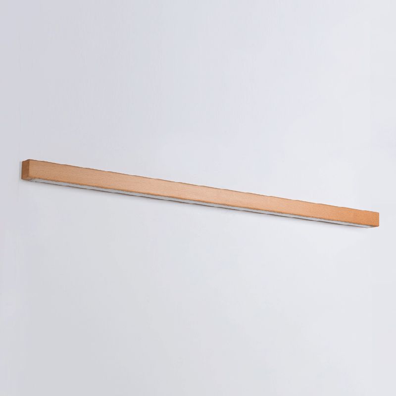 Aplique de pared LED rectangular de madera con pantalla de acrílico para dormitorio y sala de estar | Luz de espejo minimalista moderna