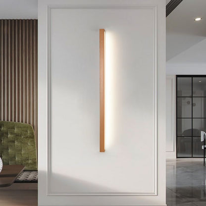 Aplique de pared LED rectangular de madera con pantalla de acrílico para dormitorio y sala de estar | Luz de espejo minimalista moderna