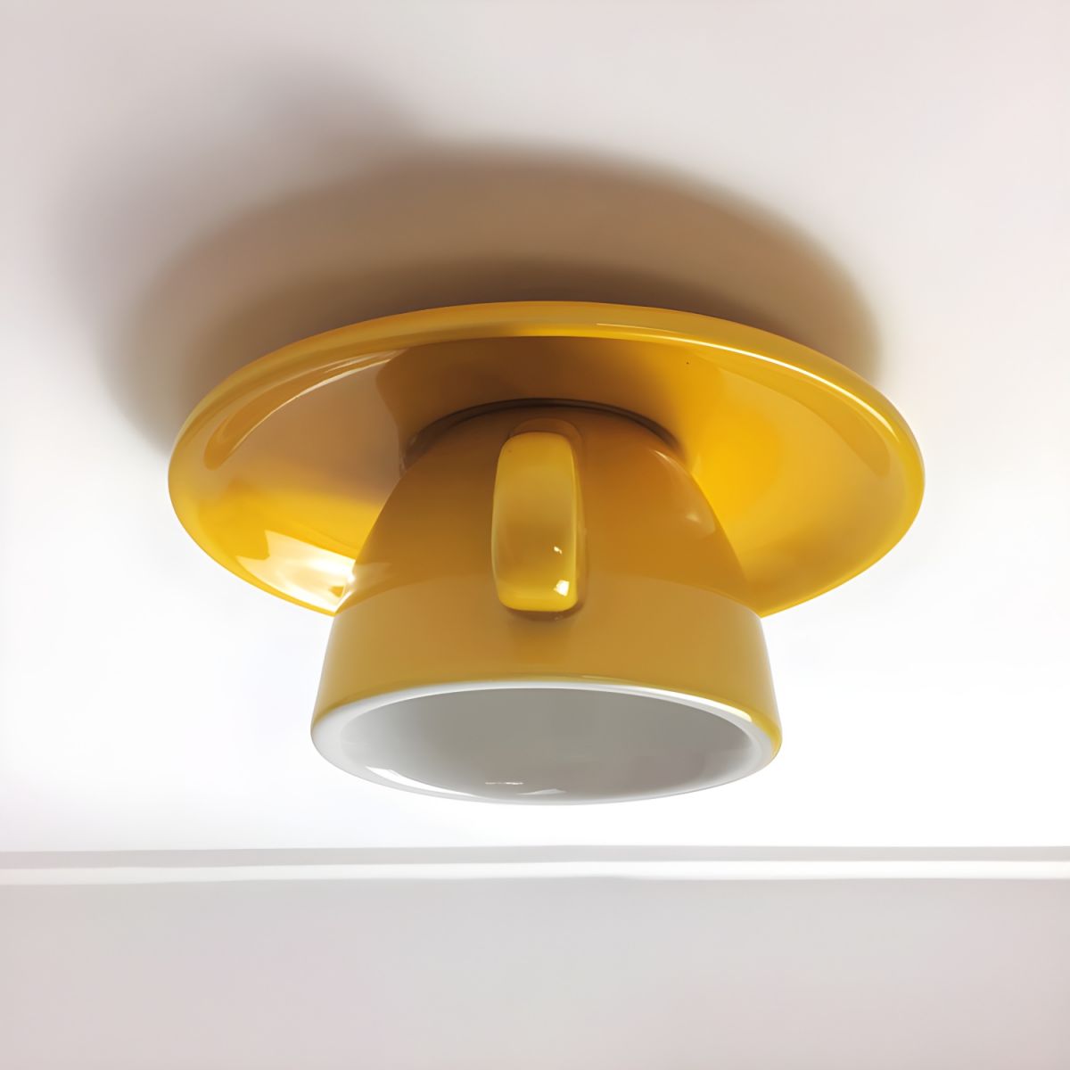 Lámpara de techo con forma de taza de café de cerámica: montaje empotrado en amarillo, azul, rosa y más colores para dormitorio, comedor y sala de estar