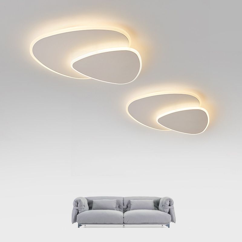 Lámpara de techo LED triangular moderna, montaje empotrado blanco para dormitorio, sala de estar y pasillo, regulable, 3 temperaturas de color, 16-20 pulgadas