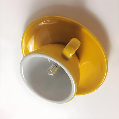 Lámpara de techo empotrada de cerámica para taza de café, ideal para dormitorio, sala de estar y cocina, accesorio LED decorativo moderno, 110V, cableado, diseño compacto y divertido