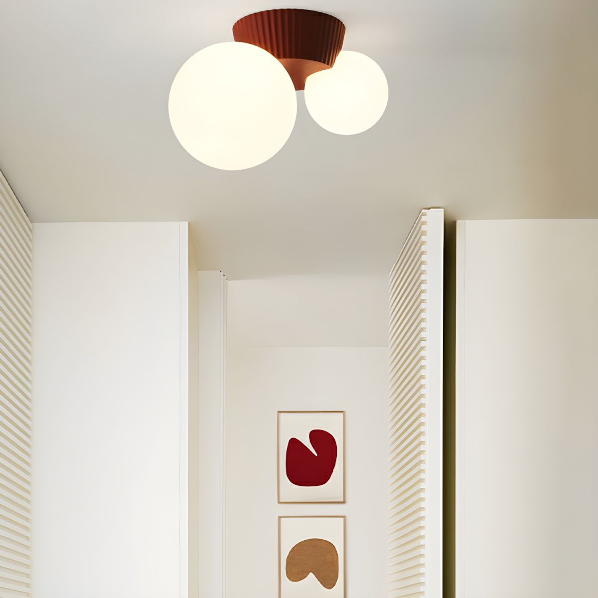 Dual-Globe Flush Mount Light 8.5 in Green Resin for Bedroom Hallway Ambient Lighting G9 Socket Compact Overhead Fixture
