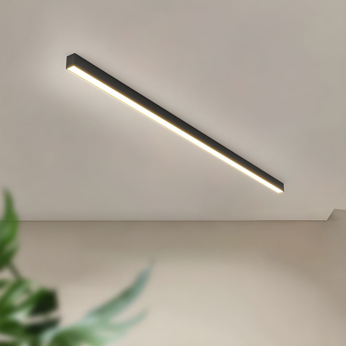 Linear LED Flush Mount Light 47-Inch Contemporary Aluminum Fixture Bedroom Hallway Kitchen Bar Overhead Lighting Slim Profile Low Profile Bl