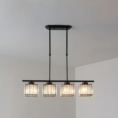 Multi-Light Overhead Fixture with Clear Glass Globes for Dining Tables & Islands – Adjustable Drop, Black Metal Frame, E27 Socket – Contempo