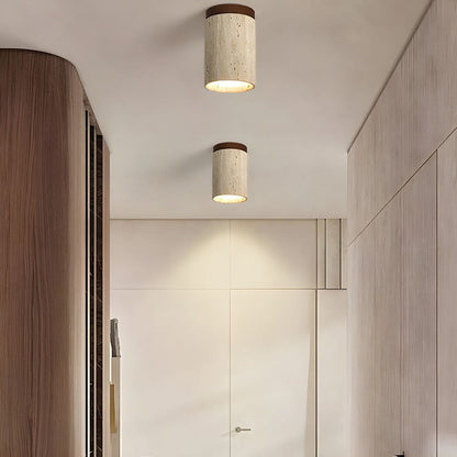 Lámpara de techo empotrada de piedra natural con detalle de madera, base E26, para dormitorio, entrada y sala de estar, accesorio de perfil bajo, iluminación ambiental superior