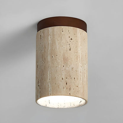 Lámpara de techo empotrada de piedra natural con detalle de madera, base E26, para dormitorio, entrada y sala de estar, accesorio de perfil bajo, iluminación ambiental superior