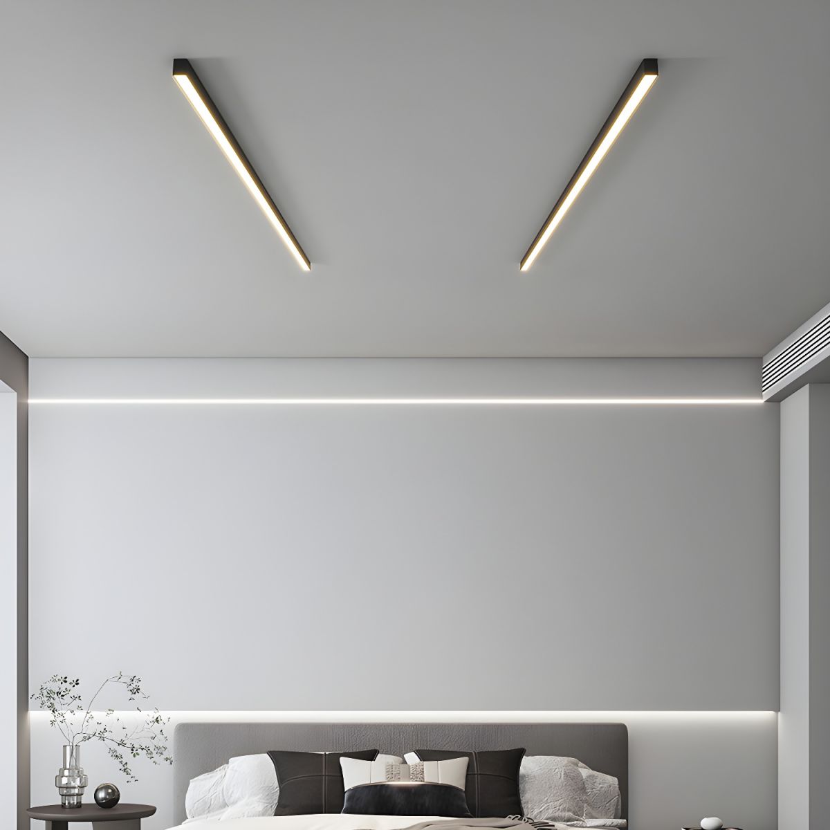 Linear LED Flush Mount Light 47-Inch Contemporary Aluminum Fixture Bedroom Hallway Kitchen Bar Overhead Lighting Slim Profile Low Profile Bl