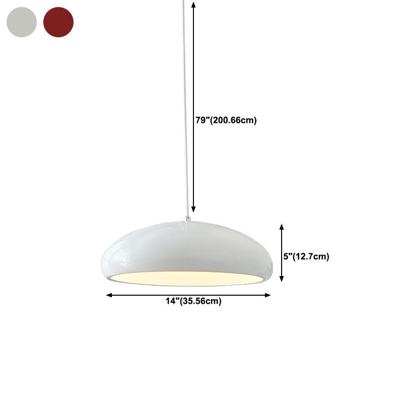 Metal Dome Pendant Light for Dining Room & Kitchen Island, Adjustable Hanging Ceiling Fixture with Curved Shade, Modern LED Bulb
