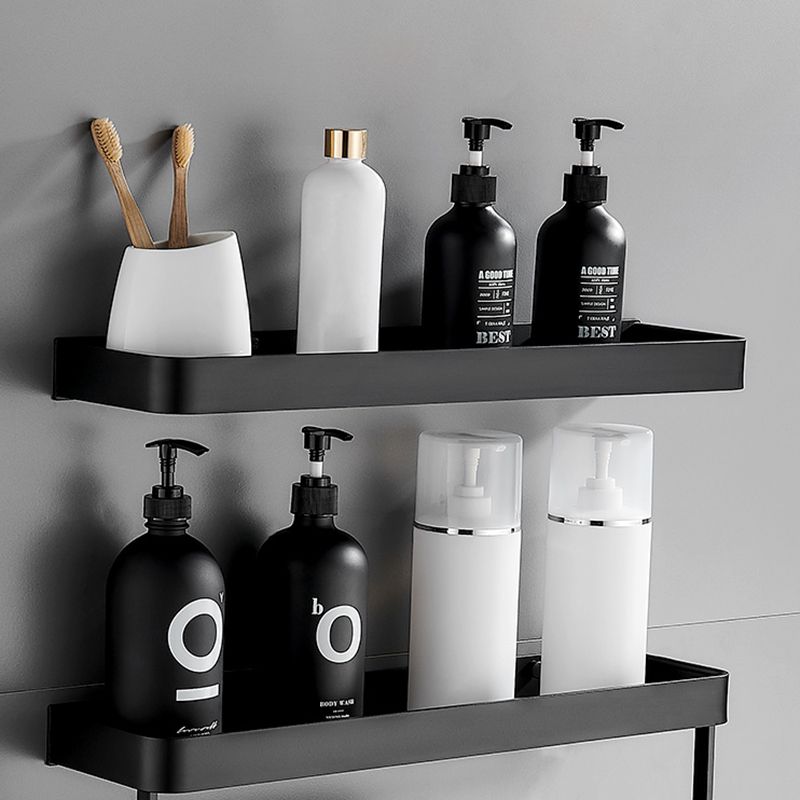 Stylish Black Stainless Steel Bathroom Rack with Multiple Shelf Sizes | Durable Metal Design for Organized Storage