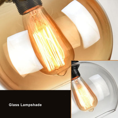 Hanging Ceiling Light Fixture Glass Shade Rope Accent E26 Socket Adjustable Height for Entryway Bedroom Living Space Contemporary Farmhouse