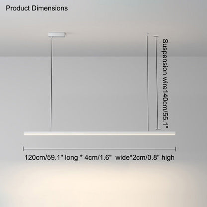 Suspended LED Strip Fixture for Countertop Islands – Dimmable Metal Bar Light with Remote in Matte or Gloss White – 39 to 102 in Adjustable