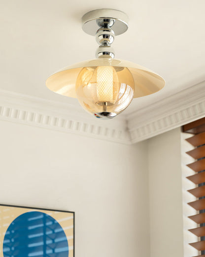 Flush Mount Glass Dome Ceiling Light 12 Inch Warm LED for Foyer Hallway Entry Corridor Modern Home 2700K 420 Lumens