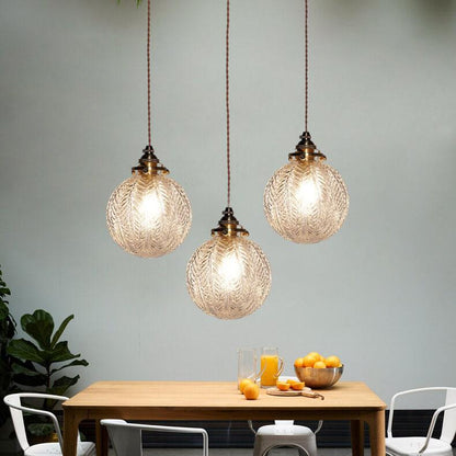 Glass Drop Ceiling Light 6-Inch Shade Adjustable 79-Inch Cord for Kitchen Island Dining Room Bar Counter Modern Minimalist Hanging Fixture