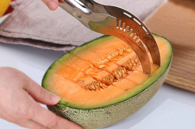 Stainless Steel Fruit Slicer Cutter for Watermelon Cantaloupe Papaya Dragon Fruit Kitchen Tool Fast Serving Prep