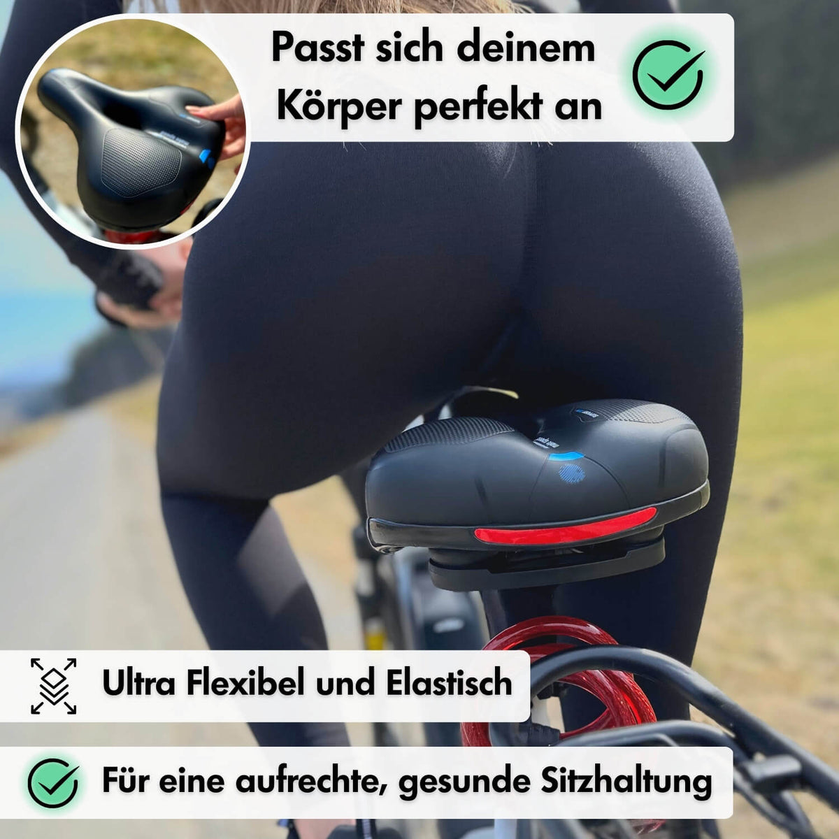 Memory Foam Bike Seat with Pressure Relief & Gel Cushioning for Road, Mountain & Commuter Bicycles – Ergonomic Saddle for Men & Women