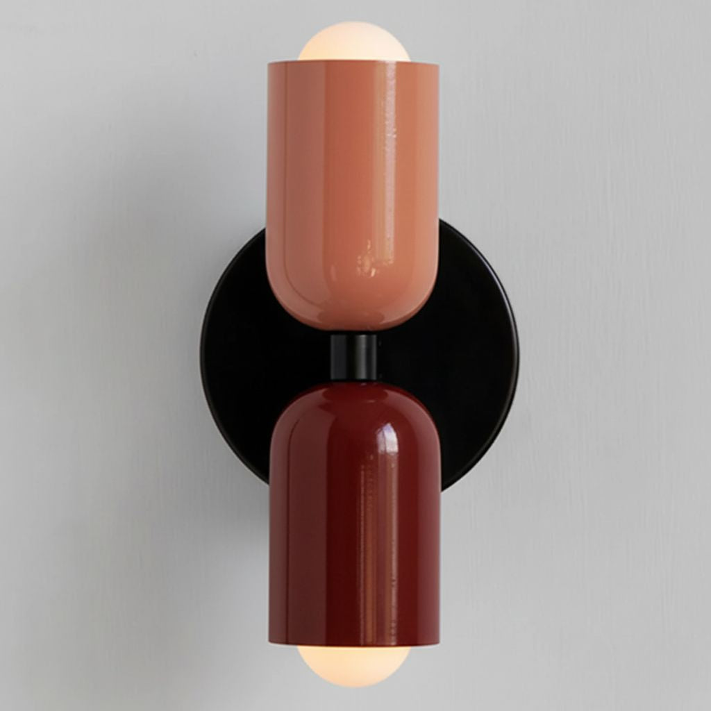 Two-Tone Glass Wall Sconce with Dual Light Uplight Downlight for Bedroom Living Room Hallway Modern Minimalist Home Accent Lighting