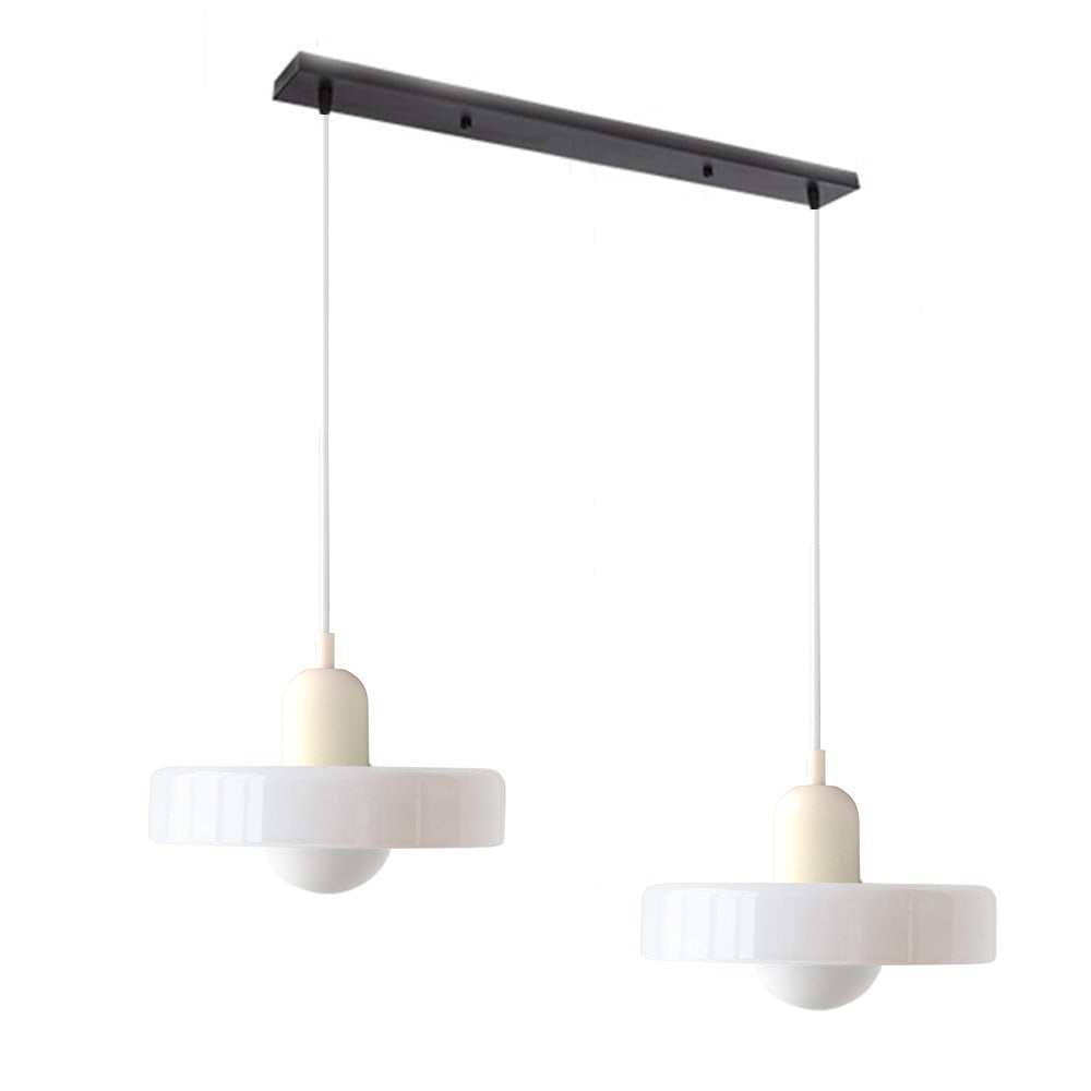 Dual-Shade Glass Hanging Light Fixture G9 Socket 14 Inch Ceiling Mount for Kitchen Island Dining Table Living Room Modern Overhead Lighting