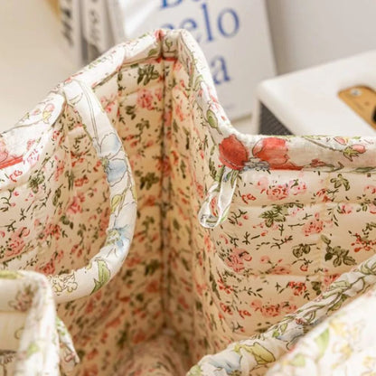 Fabric Storage Bin with Botanical Print – Collapsible Organizer for Closet, Shelf & Dresser – Lightweight Canvas Cube for Shoes, Linens &