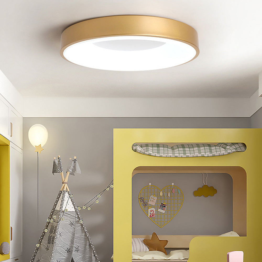 Round LED Overhead Fixture for Bedroom & Hallway – Ultra-Slim Iron & Acrylic Disc – Dimmable Options for Living Room & Entryway