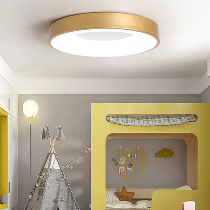 Round LED Overhead Fixture for Bedroom & Hallway – Ultra-Slim Iron & Acrylic Disc – Dimmable Options for Living Room & Entryway