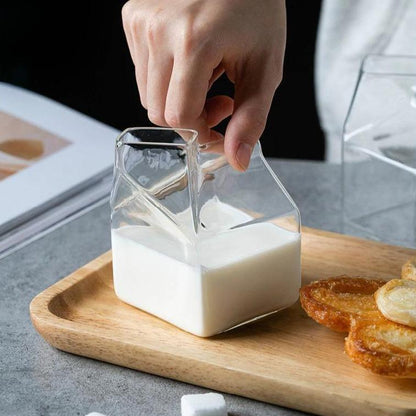 Compact Glass Milk Carton Mug