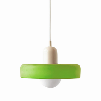 Glass Disc Pendant Light with Adjustable Cord – Modern Ceiling Fixture for Dining Room, Kitchen Island & Living Room