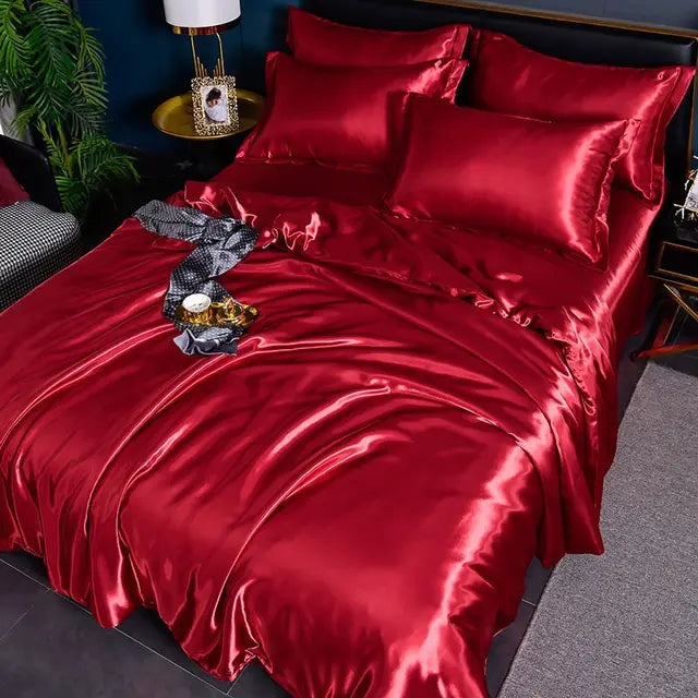 Satin Duvet Cover Set with Pillowcases Smooth Silky Bedding Full Queen King for Bedroom Decor Soft Luxury Comforter Cover Machine Washable