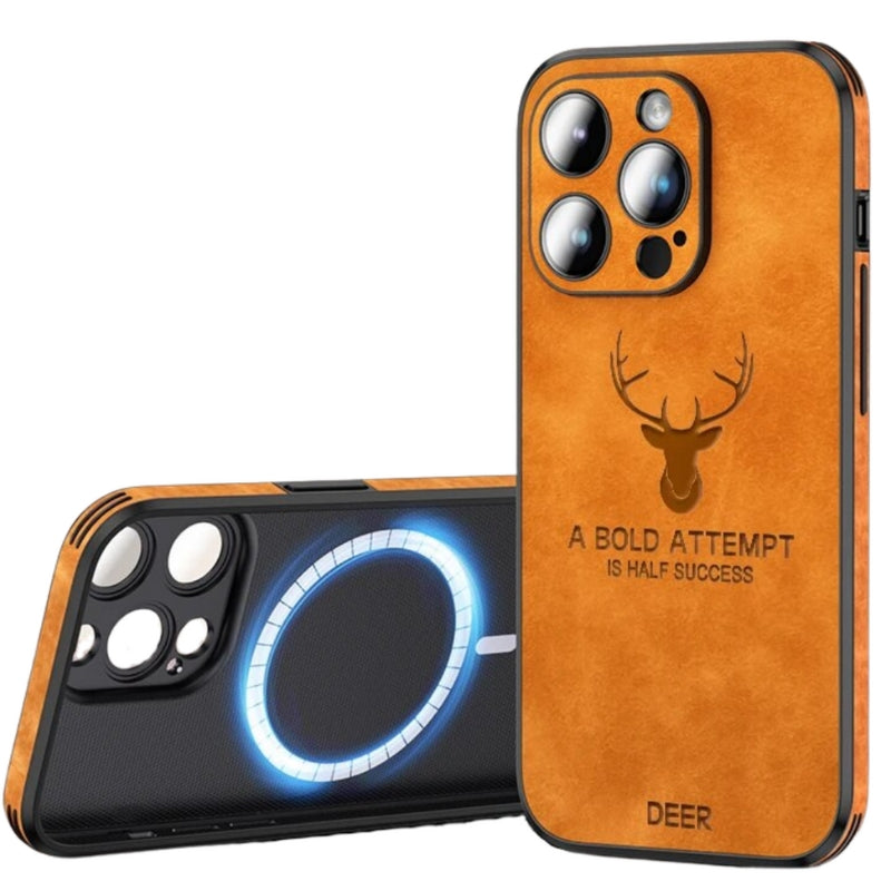 Genuine Suede iPhone Case with Camera Protection & Shock-Absorbing Silicone Liner for iPhone 12-17