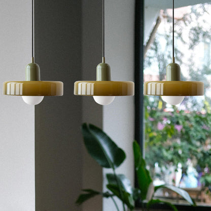 Glass Pendant Lamp 12 Inch Adjustable Height Ceiling Fixture for Bedrooms Nightstands Modern Minimalist Nordic Hanging Light E27 Socket for