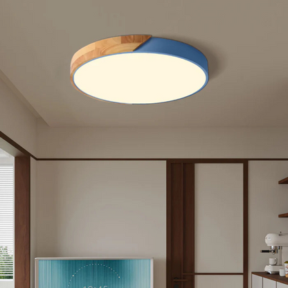 Wooden Flush Mount LED Light Fixture 3000K Soft White for Bedroom Living Room Hallway Minimalist Nordic Style Modern Recessed Low Profile Ac
