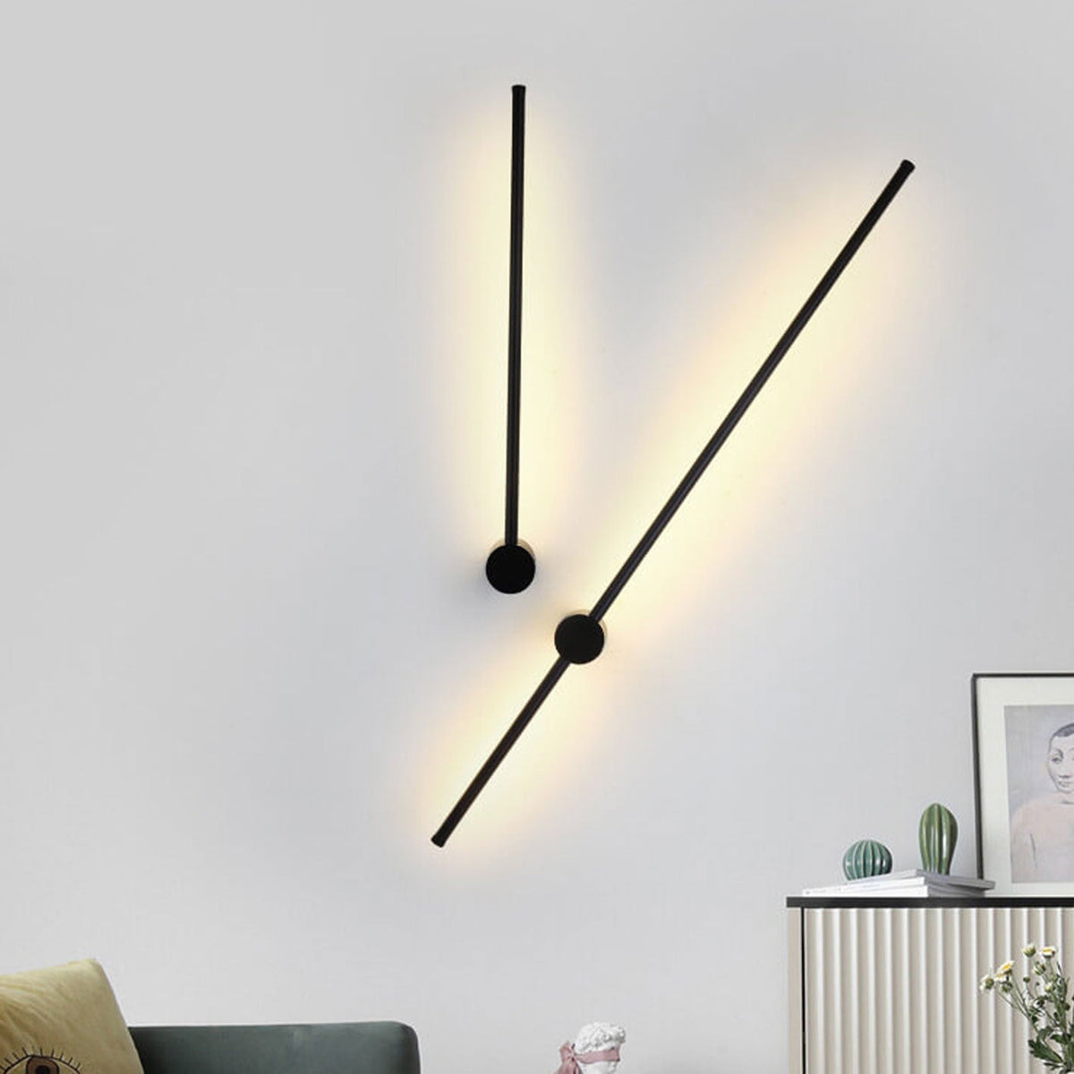 Vertical LED Sconce Aluminum Linear Strip Light Black Gold 31 in Bedroom Hallway Accent Lighting Indirect Glow Modern Minimalist Hardwired M