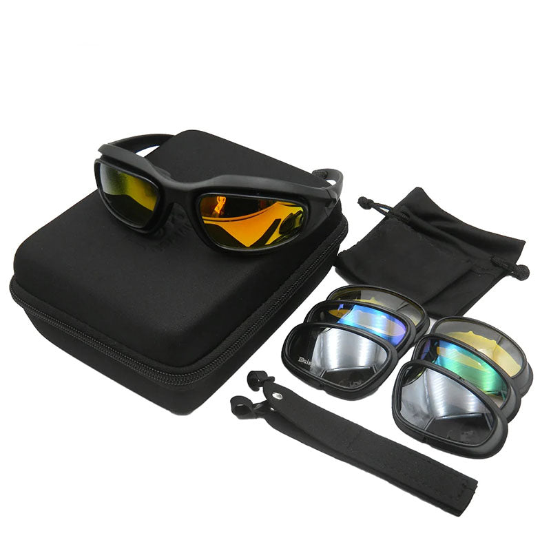 Gafas de sol polarizadas para motociclismo, gafas envolventes con protección UV400 y lentes de espejo, gafas duraderas con estuche