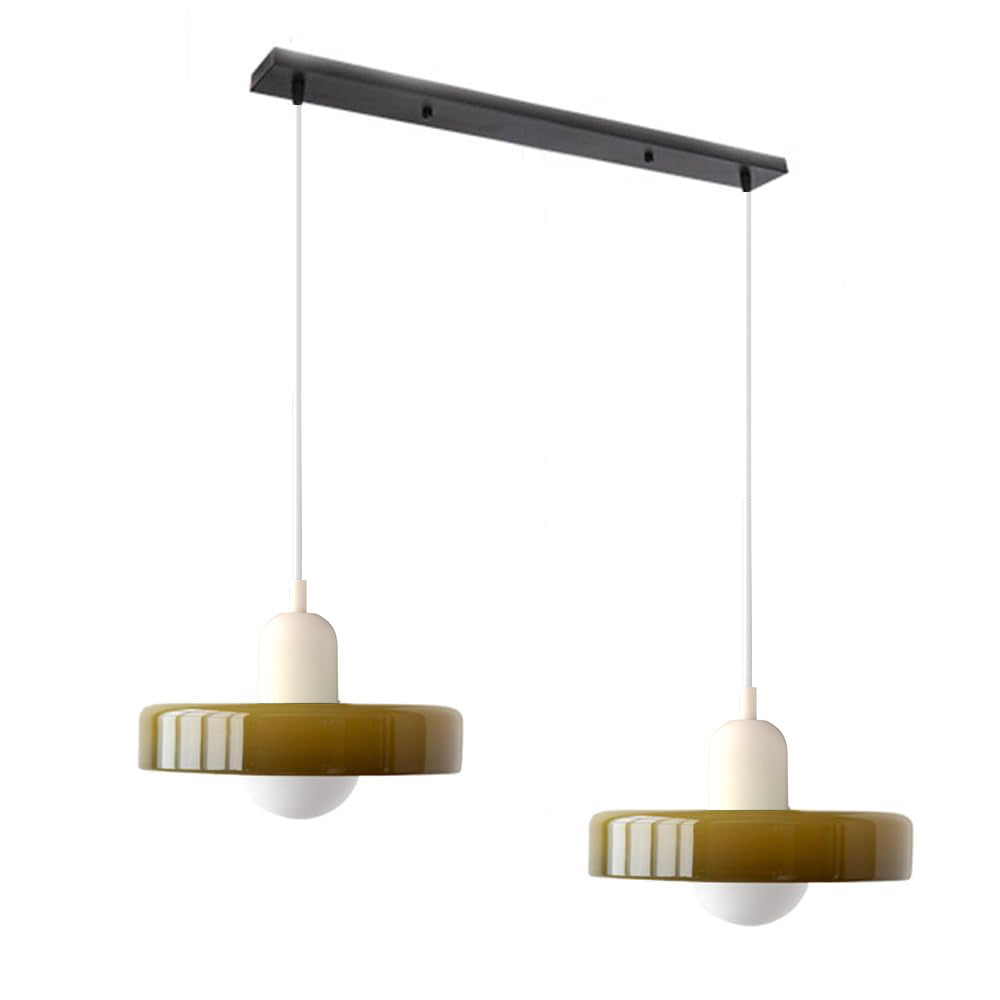 Dual-Shade Glass Hanging Light Fixture G9 Socket 14 Inch Ceiling Mount for Kitchen Island Dining Table Living Room Modern Overhead Lighting