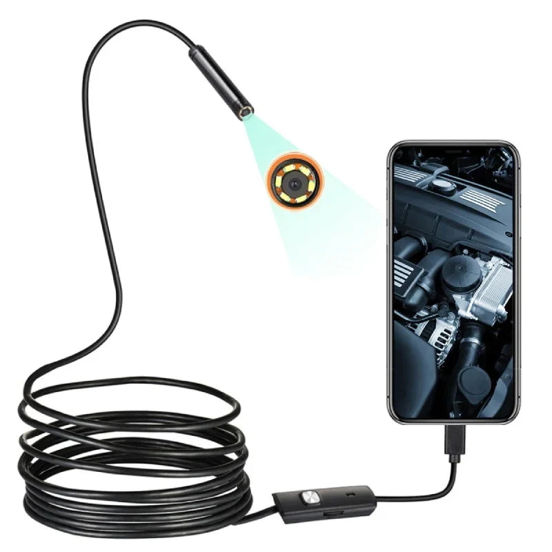 USB Inspection Camera with LED Light – Flexible Borescope for Plumbing, Automotive & Home Repair – Waterproof Snake Cam for Drain Pipes