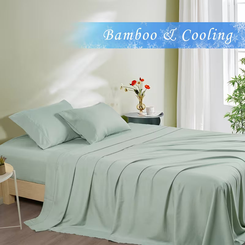 Colección de bambú | Juego de sábanas refrescantes con tela suave y sedosa | Transpirables y resistentes a las arrugas para disfrutar de comodidad todo el año
