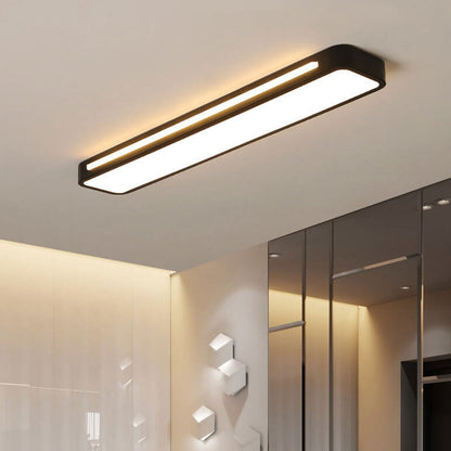 Low-Profile LED Flush Mount Ceiling Light 19 in Black White Acrylic for Bedroom Hallway Living Room Modern Hardwired Fixture