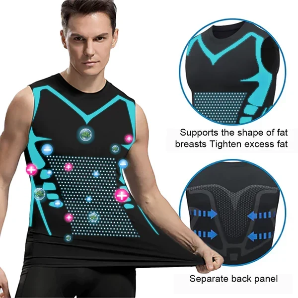 Men's Compression Undershirt for Smoothing Chest & Stomach | Invisible Slimming Tank for Gynecomastia | Posture Support Shapewear