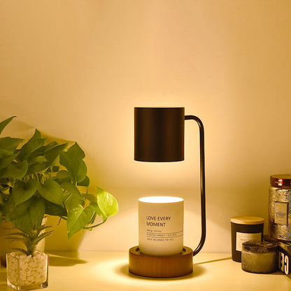 Flameless Scented Wax Warmer Lamp with Wood Base & Dimmable Ambient Light for Bedroom Living Room