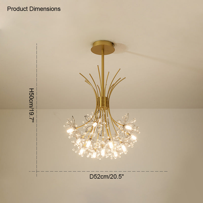 Lámpara de techo de cristal de brazos múltiples, 13 bombillas, 20.5 pulgadas de diámetro, cristal brillante para comedor, sala de estar, vestíbulo, dormitorio, moderna y ajustable