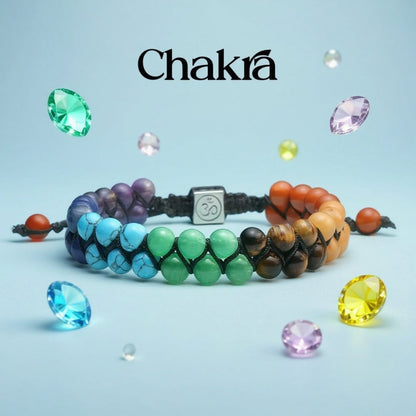 Natural Stone Chakra Bracelet – Adjustable Braided Cord Design for Men & Women, Lightweight & Colorful